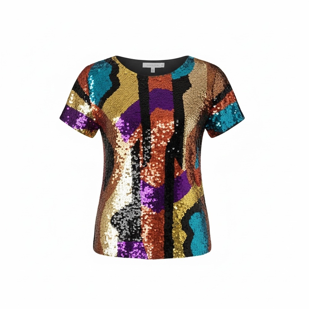 VTG CEDARS Sequin Multicolor Abstract ART to Wear Statement Party 80s Disco 📐M